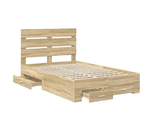 Gultas Rāmis Sonoma Ozols 135 X 190 Cm Inženierijas Koks Vidaxl