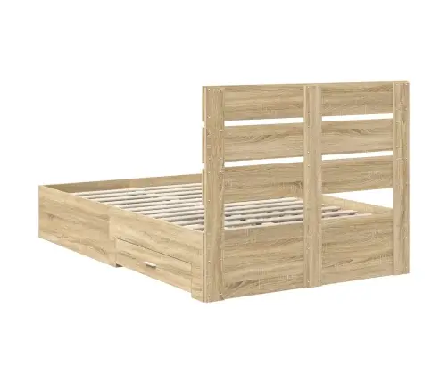 Gultas Rāmis Sonoma Ozols 135 X 190 Cm Inženierijas Koks Vidaxl