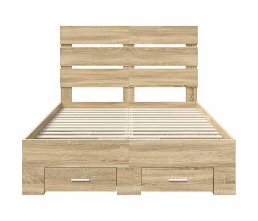 Gultas Rāmis Sonoma Ozols 135 X 190 Cm Inženierijas Koks Vidaxl