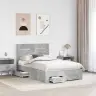 Gultas Rāmis Betona Pelēks 135 X 190 Cm Inženierijas Koks Vidaxl