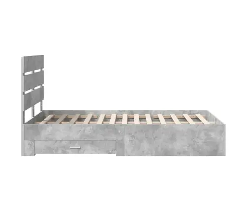 Gultas Rāmis Betona Pelēks 135 X 190 Cm Inženierijas Koks Vidaxl