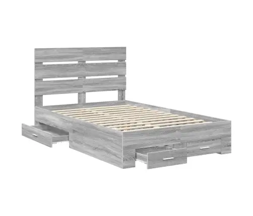 Gultas Rāmis Pelēks Sonoma 120 X 200 Cm Inženierijas Koks Vidaxl