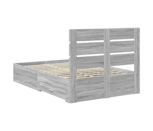 Gultas Rāmis Pelēks Sonoma 120 X 200 Cm Inženierijas Koks Vidaxl