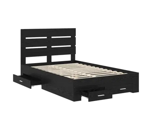 Gultas Rāmis Melns Ozolkoks 120 X 190 Cm Inženierijas Koks Vidaxl