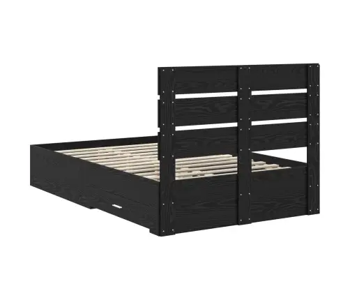 Gultas Rāmis Melns Ozolkoks 120 X 190 Cm Inženierijas Koks Vidaxl