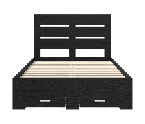 Gultas Rāmis Melns Ozolkoks 120 X 190 Cm Inženierijas Koks Vidaxl
