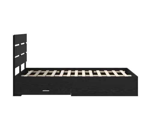 Gultas Rāmis Melns Ozolkoks 120 X 190 Cm Inženierijas Koks Vidaxl