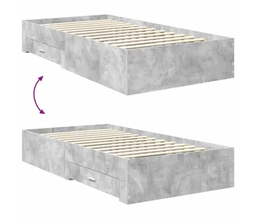 Gultas Rāmis Betona Pelēks 100 X 200 Cm Inženierijas Koks Vidaxl