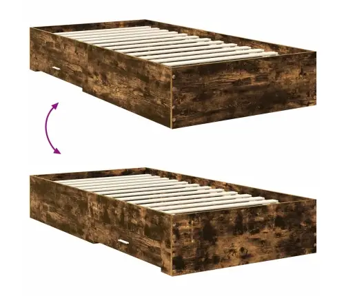 Gultas Rāmis Dūmaka Ozols 100 X 200 Cm Inženierijas Koks Vidaxl