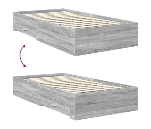 Gultas Rāmis Pelēks Sonoma 100 X 200 Cm Inženierijas Koks Vidaxl