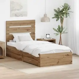 Gultas Rāmis Artisānā Ozols 100 X 200 Cm Inženierijas Koks Vidaxl