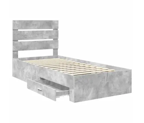 Gultas Rāmis Betona Pelēks 90 X 200 Cm Inženierijas Koks Vidaxl