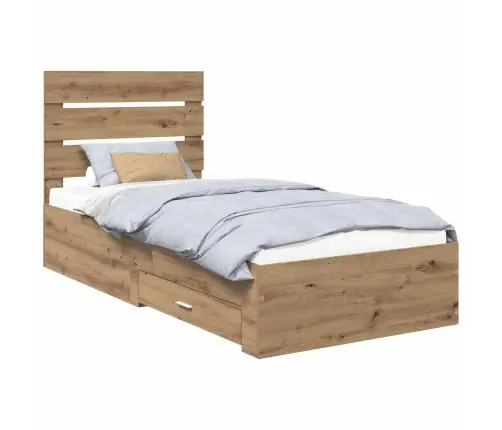 Gultas Rāmis Artisānā Ozols 90 X 200 Cm Inženierijas Koks Vidaxl