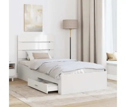 Gultas Rāmis Ar Atvilktni Balts 90 X 190 Cm Inženierijas Koks Vidaxl