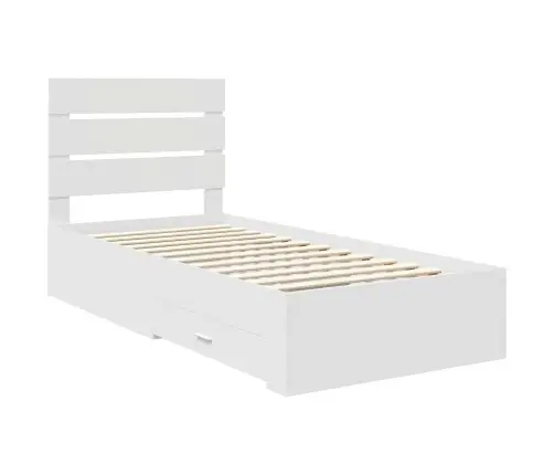 Gultas Rāmis Ar Atvilktni Balts 90 X 190 Cm Inženierijas Koks Vidaxl