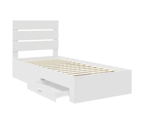 Gultas Rāmis Ar Atvilktni Balts 90 X 190 Cm Inženierijas Koks Vidaxl