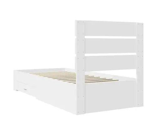 Gultas Rāmis Ar Atvilktni Balts 90 X 190 Cm Inženierijas Koks Vidaxl