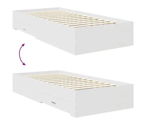 Gultas Rāmis Ar Atvilktni Balts 90 X 190 Cm Inženierijas Koks Vidaxl