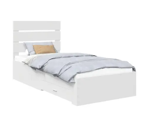 Gultas Rāmis Ar Atvilktni Balts 90 X 190 Cm Inženierijas Koks Vidaxl