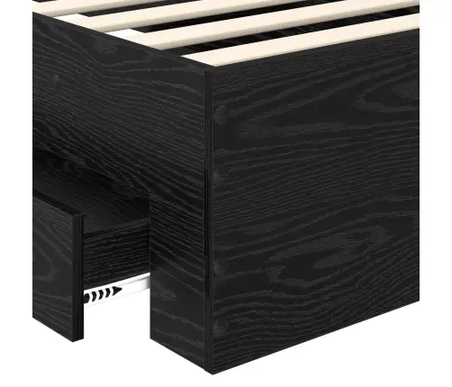 Gultas Rāmis Melns Ozolkoks 90 X 190 Cm Inženierijas Koks Vidaxl