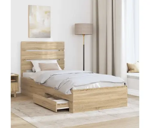 Gultas Rāmis Sonoma Ozols 90 X 190 Cm Inženierijas Koks Vidaxl