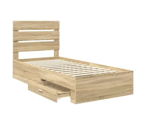 Gultas Rāmis Sonoma Ozols 90 X 190 Cm Inženierijas Koks Vidaxl