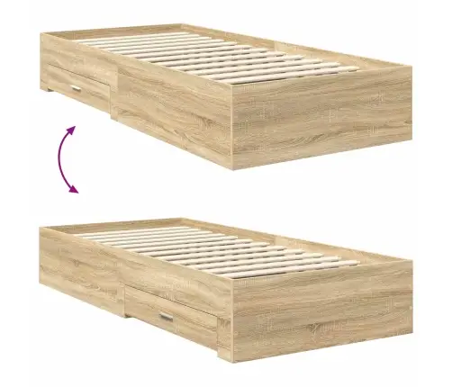 Gultas Rāmis Sonoma Ozols 90 X 190 Cm Inženierijas Koks Vidaxl