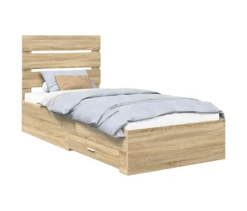 Gultas Rāmis Sonoma Ozols 90 X 190 Cm Inženierijas Koks Vidaxl