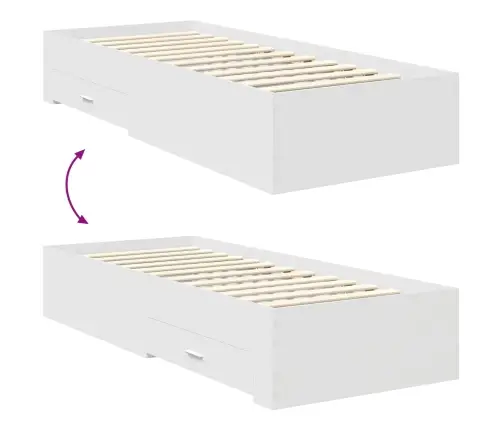 Gultas Rāmis Balts Un Sudrabs 75 X 190 Cm Inženierijas Koks Vidaxl