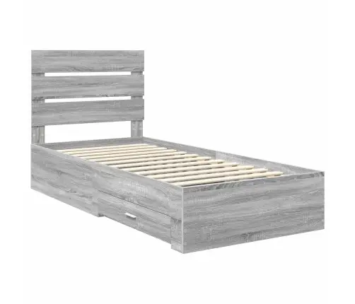 Voodi Raam Sahtliga Hall Sonoma Ja Hõbe 75 X 190 Cm Tehispuit