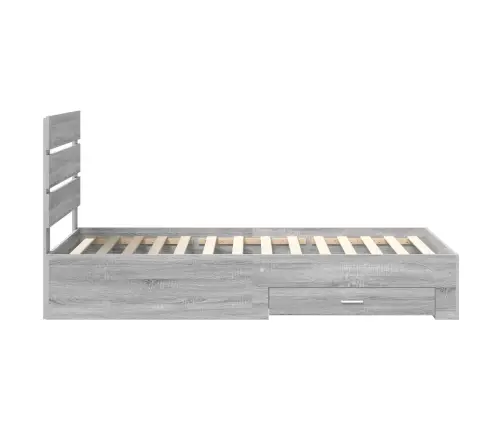 Voodi Raam Sahtliga Hall Sonoma Ja Hõbe 75 X 190 Cm Tehispuit