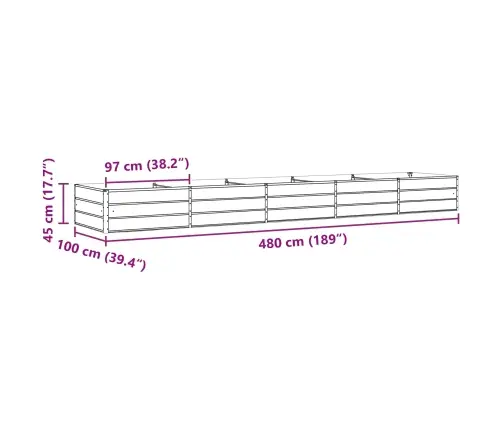 Puķu Kaste Gaiši Pelēks 195 X 100 X 45 Cm Cinkots Tērauds Vidaxl
