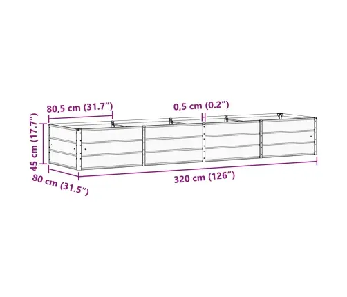 Puķu Kaste Antracīts 320 X 80 X 45 Cm Tērauds Vidaxl