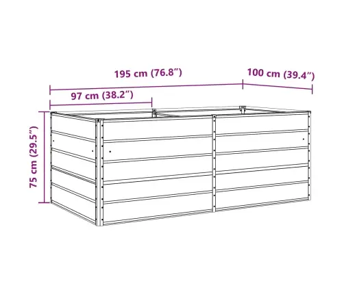 Puķu Kaste Antracīts 195 X 100 X 45 Cm Cinkots Tērauds Vidaxl