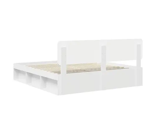 Gultas Rāmis Balts 200 X 200 Cm Ciets Priedes Koks Vidaxl