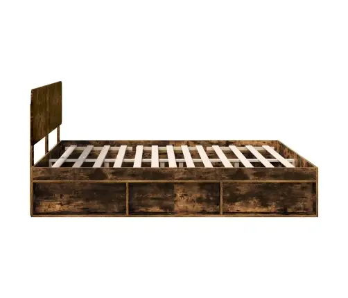 Gultas Rāmis Dūmaka Ozols 200 X 200 Cm Ciets Priedes Koks Vidaxl