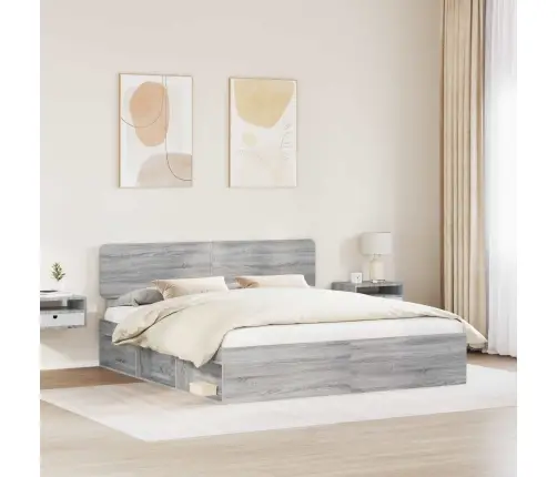 Gultas Rāmis Pelēks Sonoma 200 X 200 Cm Ciets Priedes Koks Vidaxl