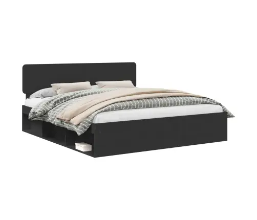 Lovos Rėmas Juoda 180 X 200 Cm Kietos Pušies Mediena