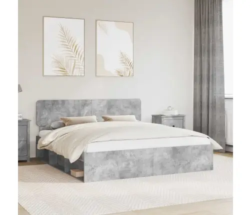 Gultas Rāmis Betons 180 X 200 Cm Ciets Priedes Koks Vidaxl