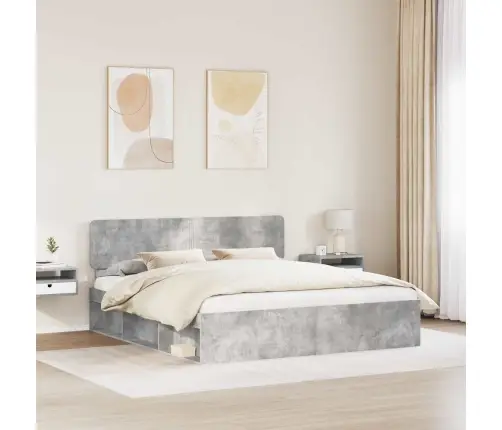 Gultas Rāmis Betons 180 X 200 Cm Ciets Priedes Koks Vidaxl