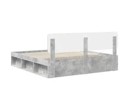 Gultas Rāmis Betons 180 X 200 Cm Ciets Priedes Koks Vidaxl