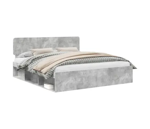 Gultas Rāmis Betons 180 X 200 Cm Ciets Priedes Koks Vidaxl