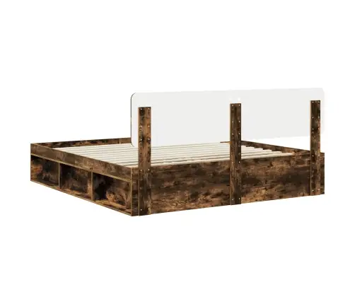 Gultas Rāmis Dūmaka Ozols 180 X 200 Cm Ciets Priedes Koks Vidaxl