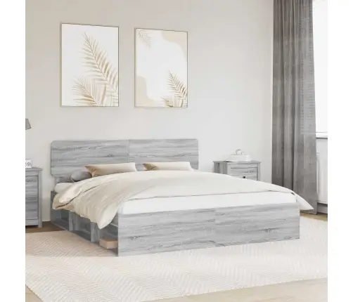 Gultas Rāmis Pelēks Sonoma 180 X 200 Cm Ciets Priedes Koks Vidaxl