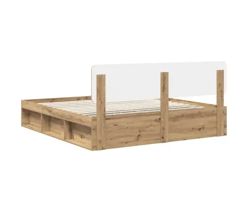 Gultas Rāmis Mākslīgā Ozola 180 X 200 Cm Ciets Priedes Koks Vidaxl