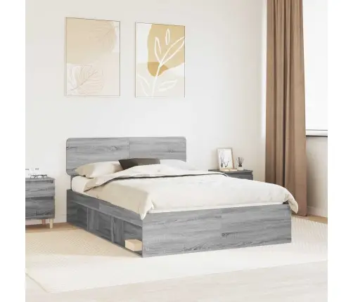 Gultas Rāmis Pelēks Sonoma 160 X 200 Cm Ciets Priedes Koks Vidaxl