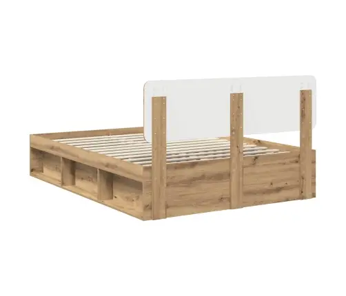 Gultas Rāmis Mākslīgā Ozola 160 X 200 Cm Ciets Priedes Koks Vidaxl