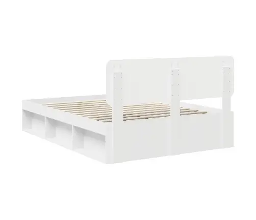 Gultas Rāmis Balts 150 X 200 Cm Ciets Priedes Koks Vidaxl