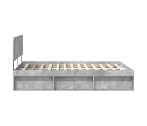 Gultas Rāmis Betona Pelēks 150 X 200 Cm Ciets Priedes Koks Vidaxl