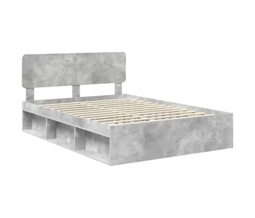 Gultas Rāmis Betons 140 X 200 Cm Ciets Priedes Koks Vidaxl